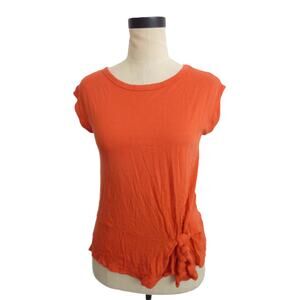 Banana Republic Crinkle Side Tie T-Shirt XS Orange Short Sleeve Top